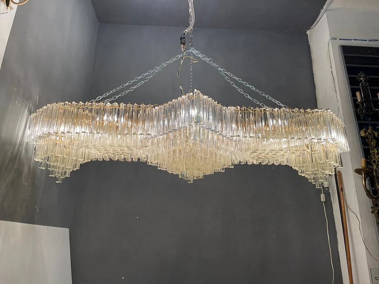 Large Prism ceiling lamp in Murano glass, 1970s 8
