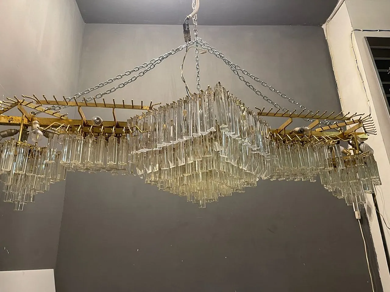 Large Prism ceiling lamp in Murano glass, 1970s 10