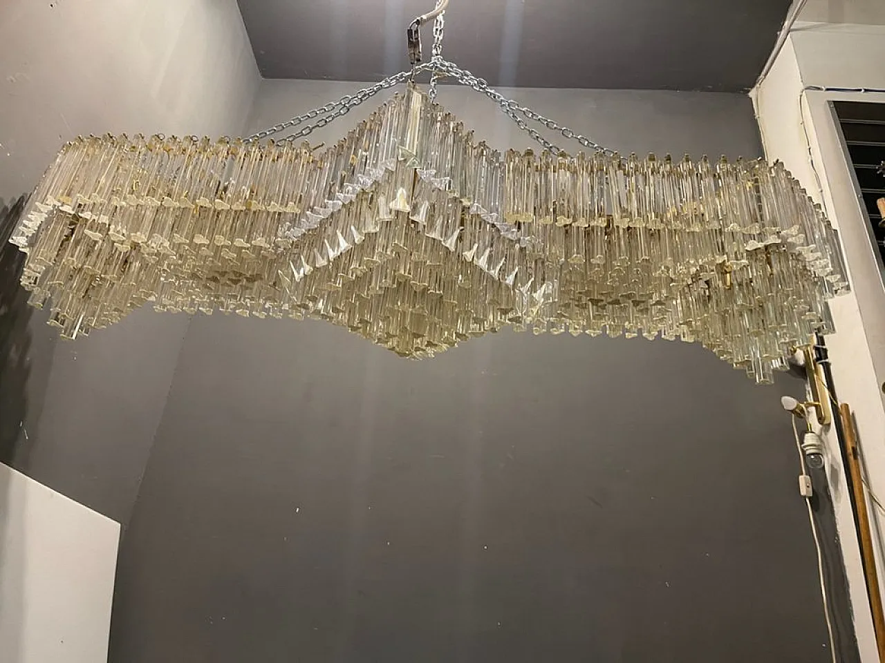 Large Prism ceiling lamp in Murano glass, 1970s 11