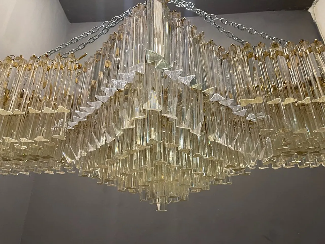 Large Prism ceiling lamp in Murano glass, 1970s 12