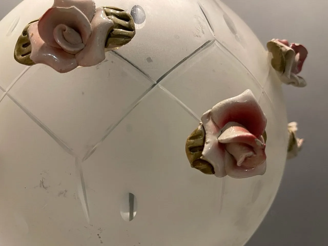 Ceramic rose-shaped pendant lamp, Italy, 1960s 4