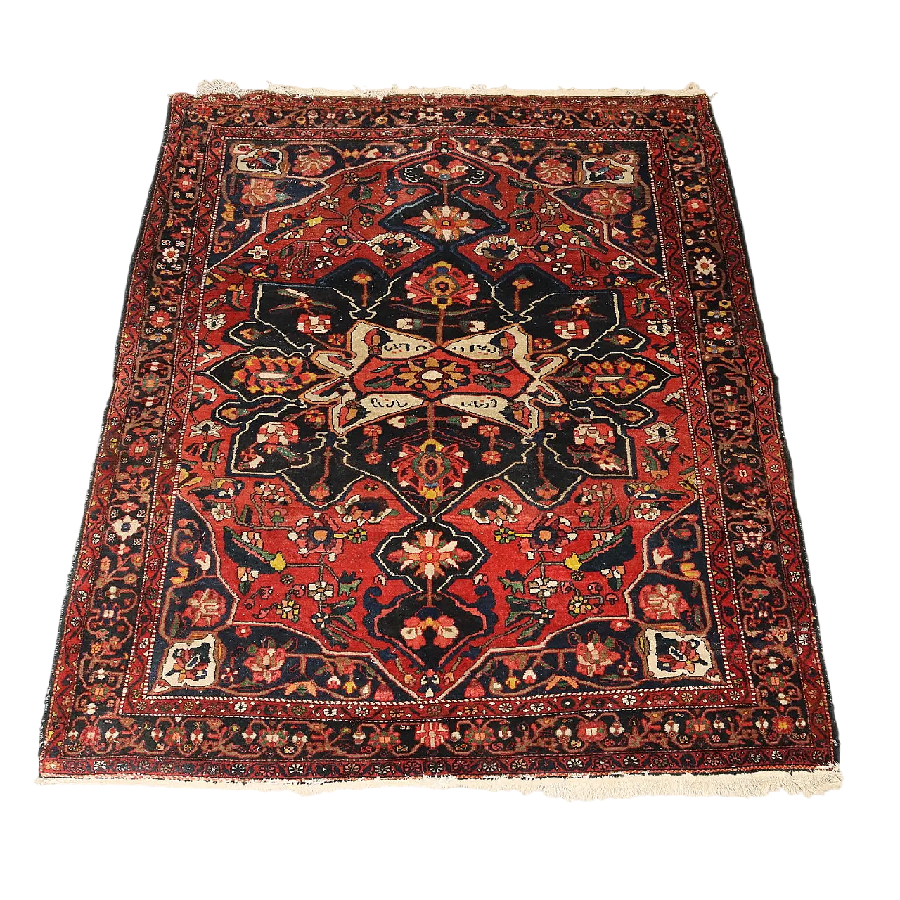 Tappeto Bakhtiari in cotone e lana, maglia fine, fatto a mano, '900 9