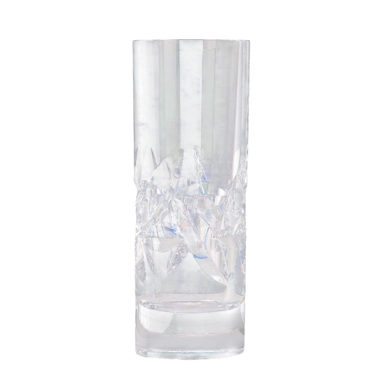 Vaso cilindrico in cristallo con decoro a foglie, '900 8