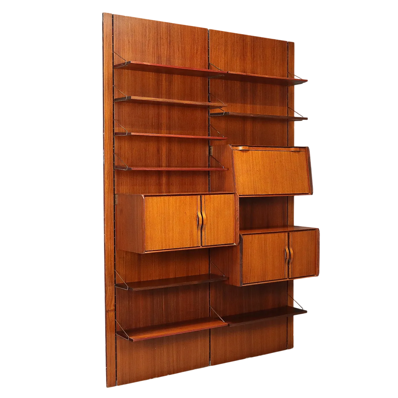 Libreria a doppia campata impiallacciata in teak, '900 11