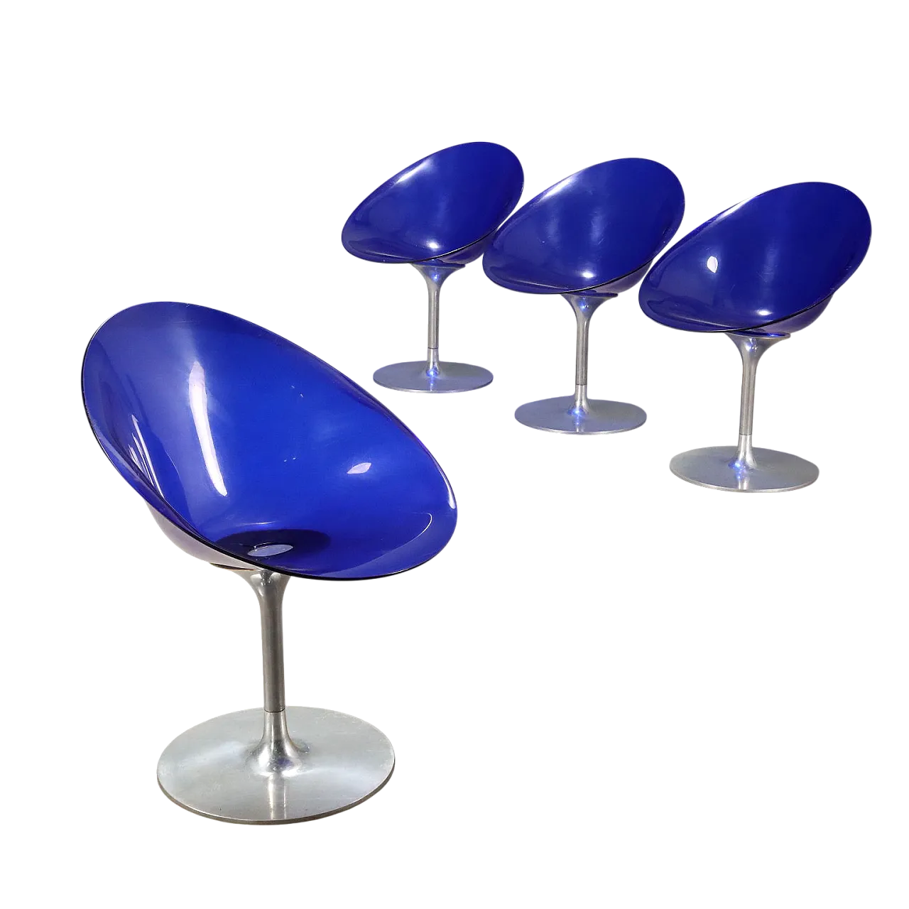 4 Swivel chairs in die-cast aluminium and polycarbonate, 20th century 11
