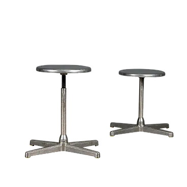 Pair of metal stools with adjustable seats, 20th century