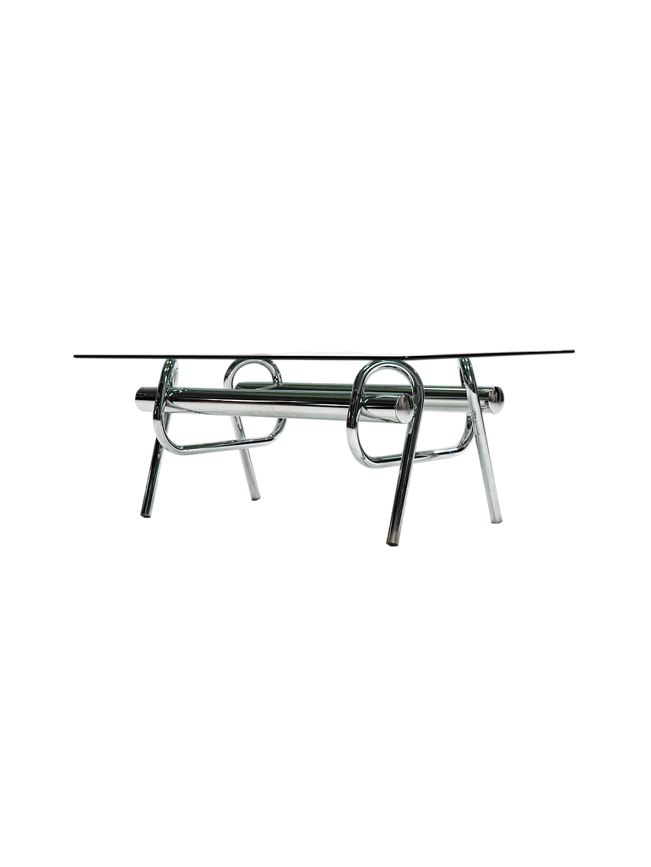 Tavolino scultoreo con nodo cromato, anni '70 9