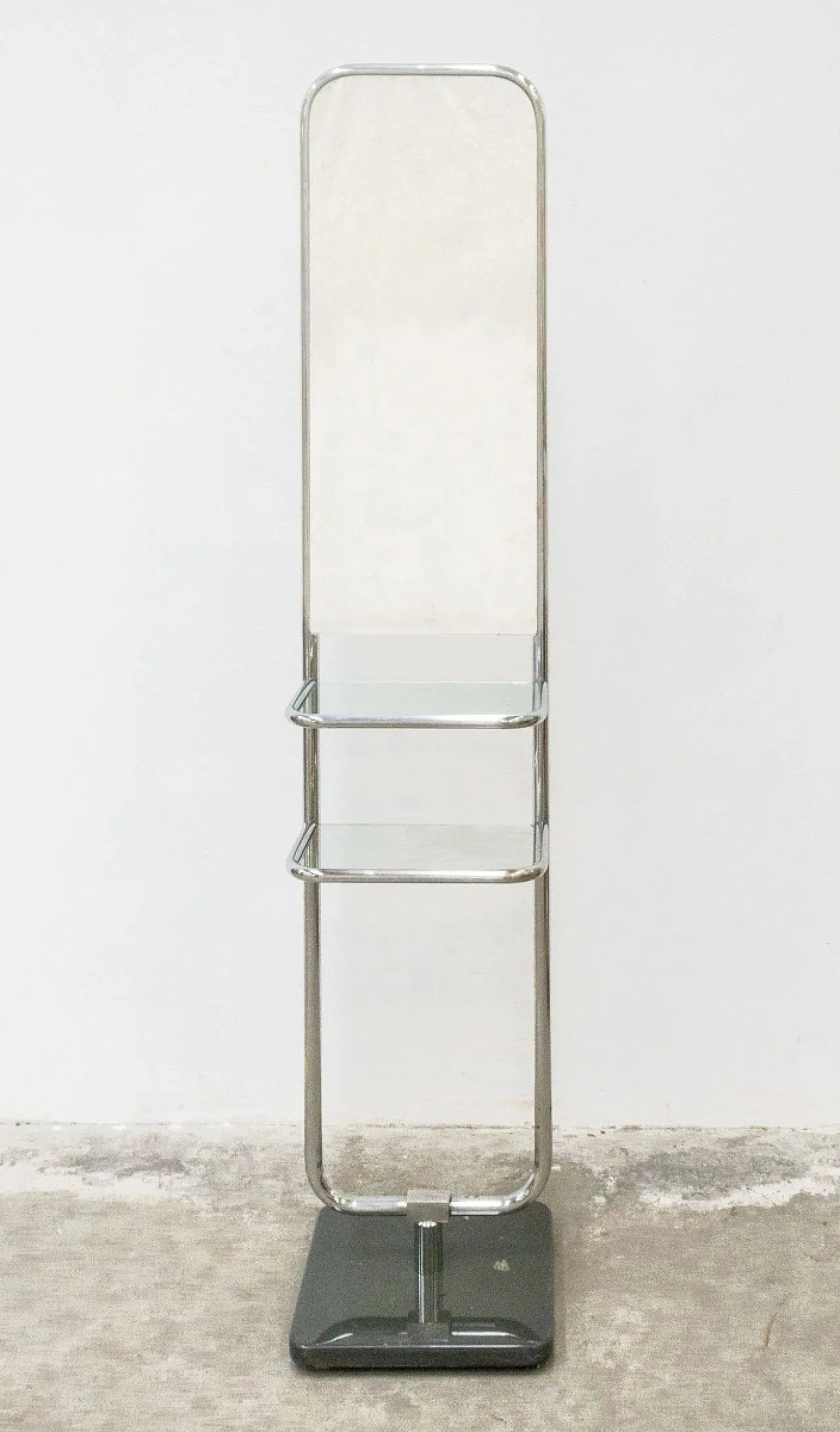 Specchio girevole con ripiani e appendiabiti, anni '70 2