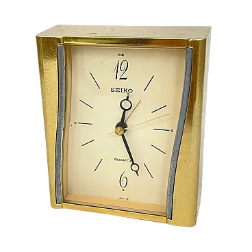 SEIKO Quartz, table clock with gold case, late 20th century