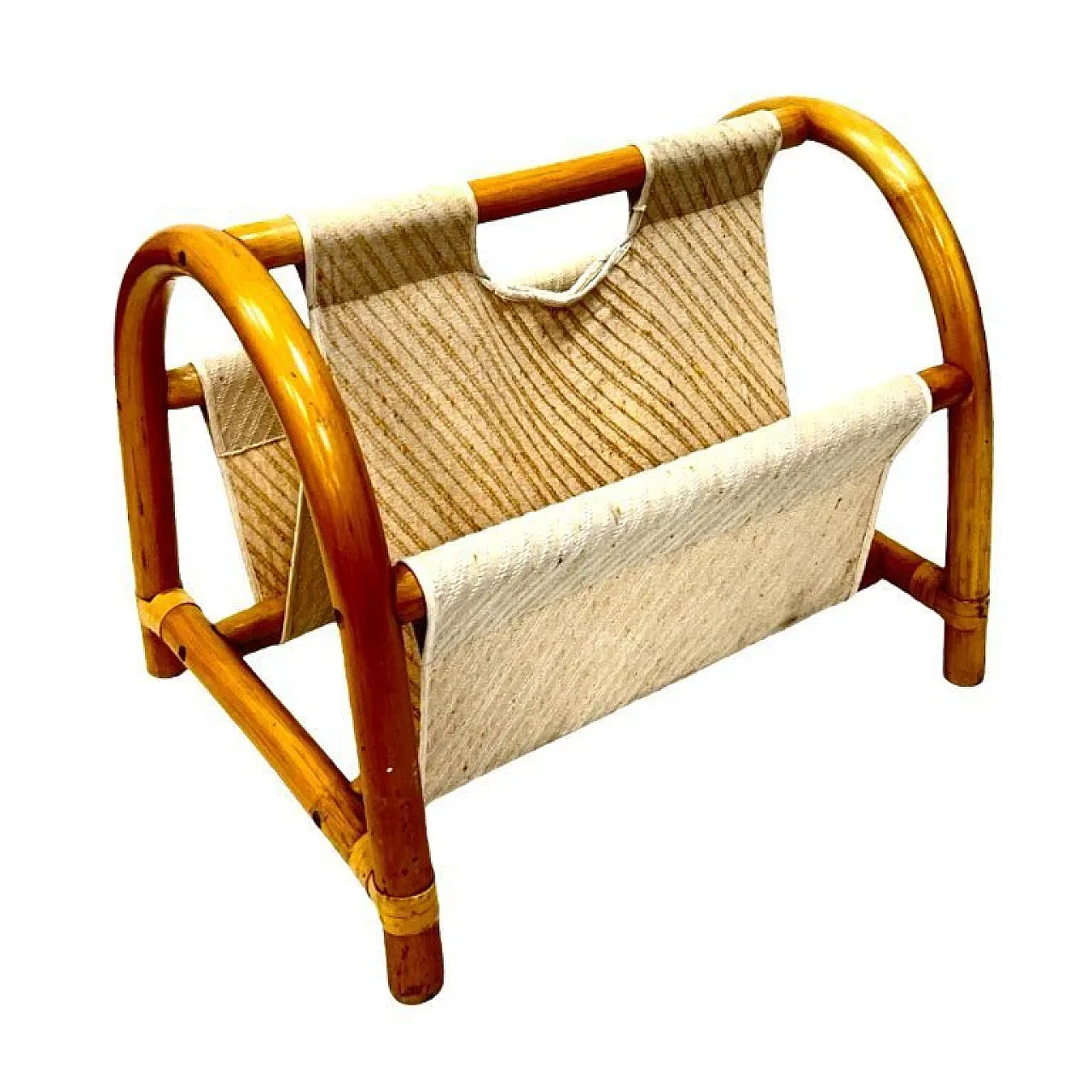 Bamboo magazine rack in boho style, 1970s 4