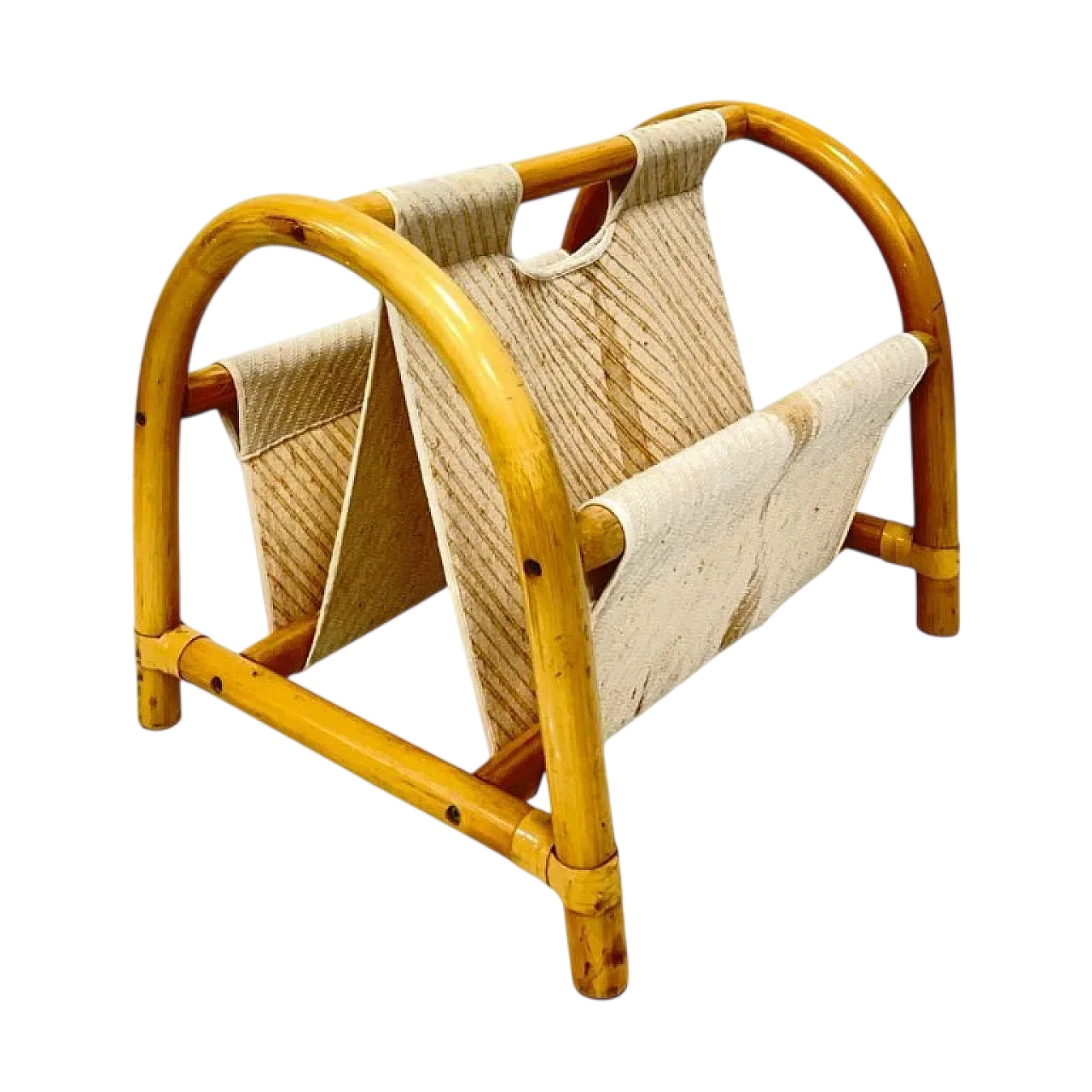 Bamboo magazine rack in boho style, 1970s 6