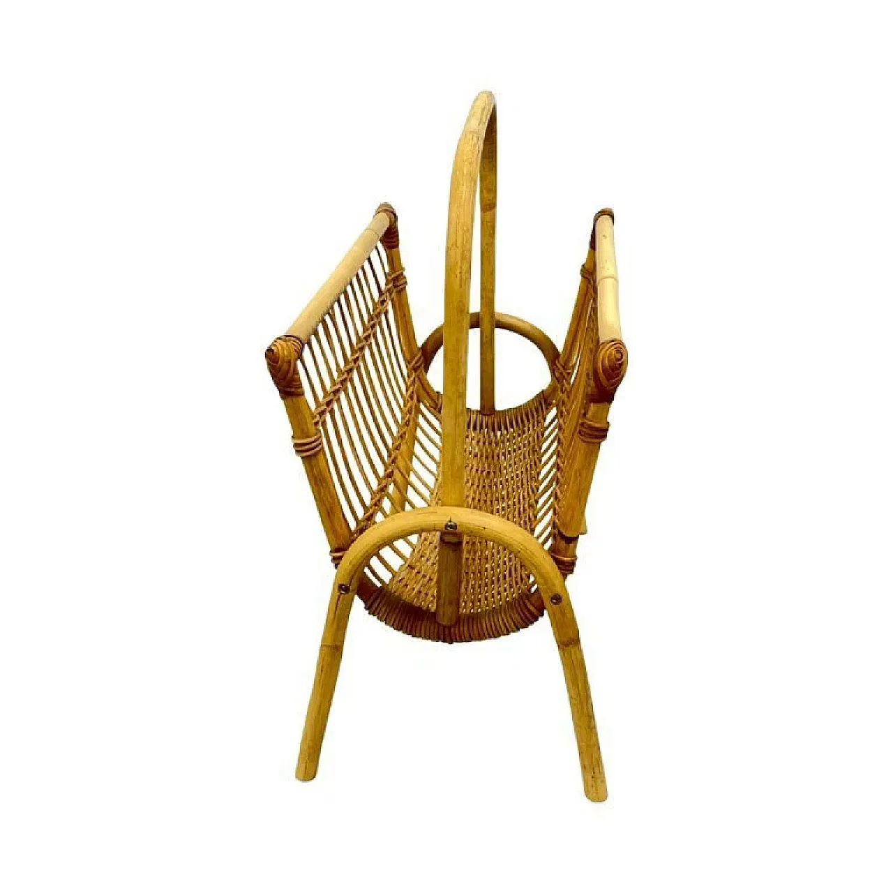 Wicker newspaper rack in Franco Albini style, 1970s 6