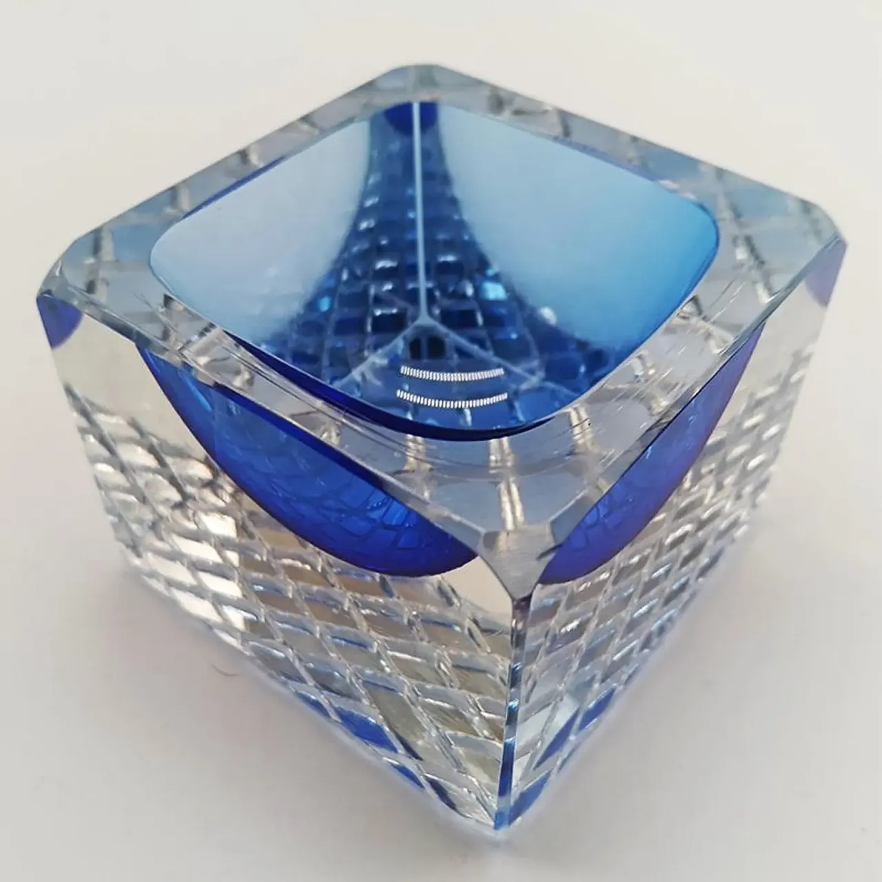 Posacenere quadrato in vetro di Murano di Mandruzzato, anni '60 1