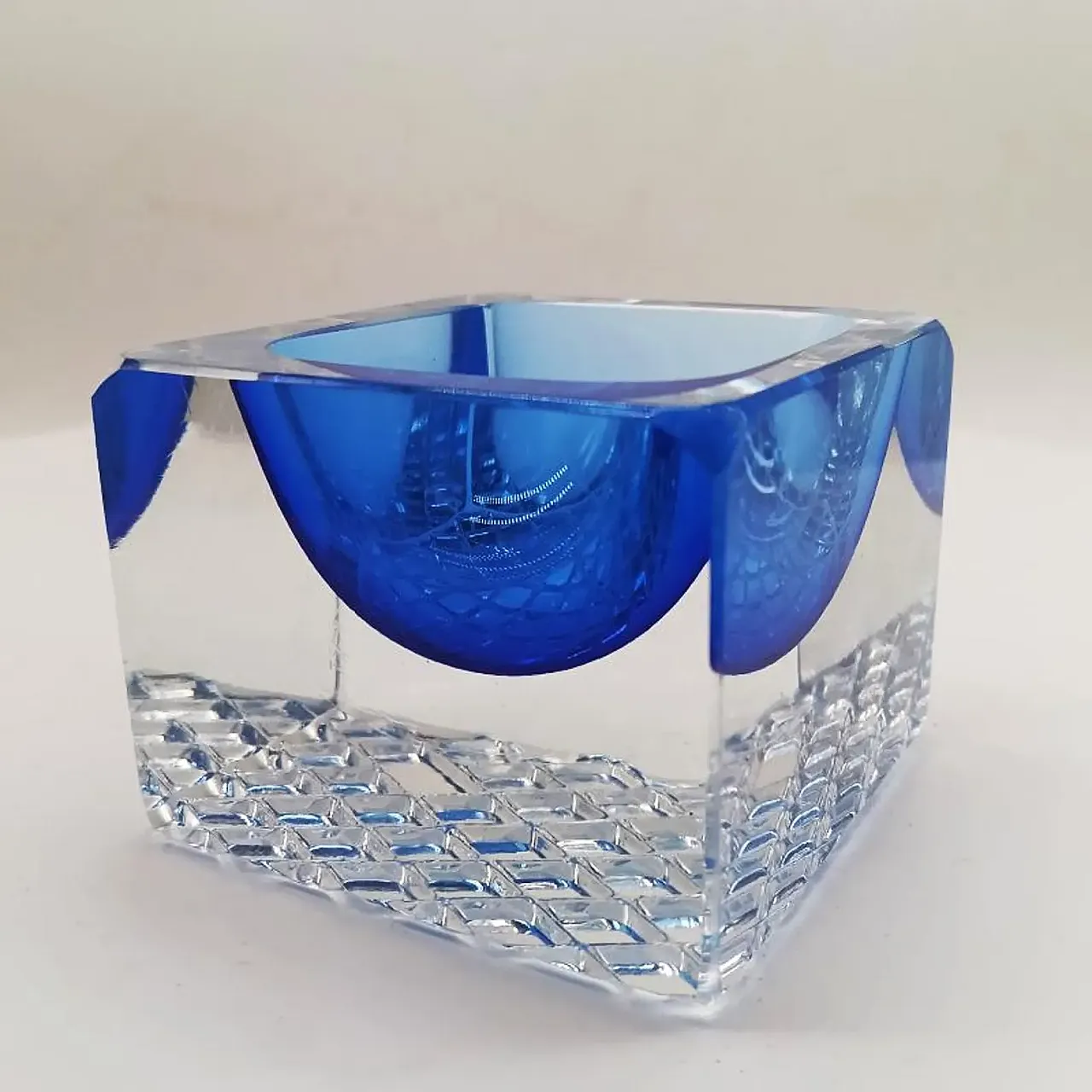 Posacenere quadrato in vetro di Murano di Mandruzzato, anni '60 2