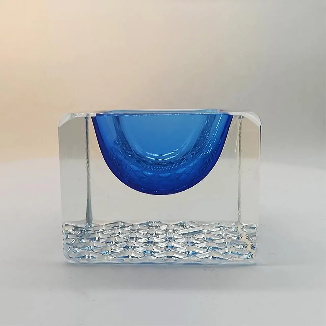 Posacenere quadrato in vetro di Murano di Mandruzzato, anni '60 3