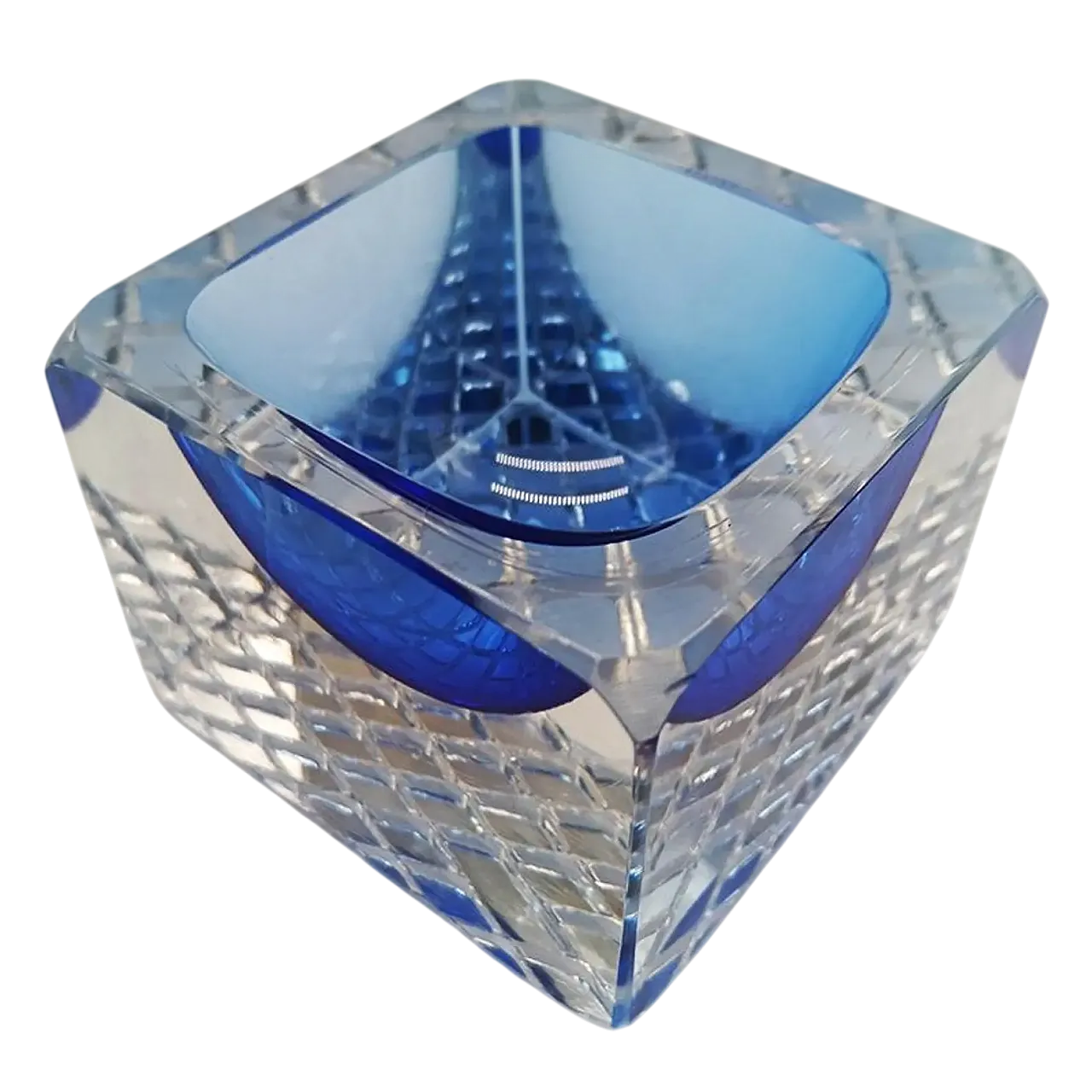 Posacenere quadrato in vetro di Murano di Mandruzzato, anni '60 9