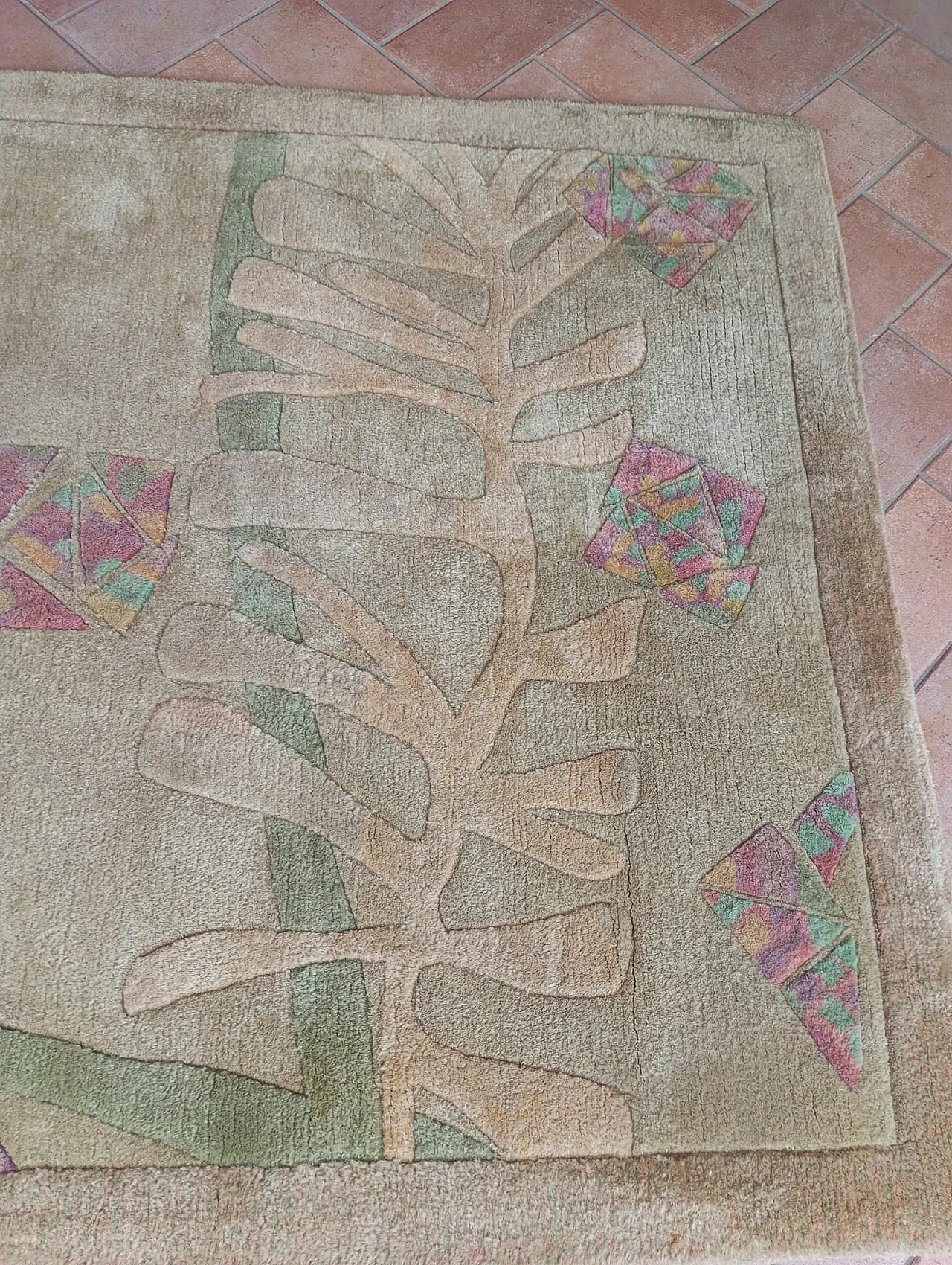 Tappeto Hand tafted in lana, anni '60 6