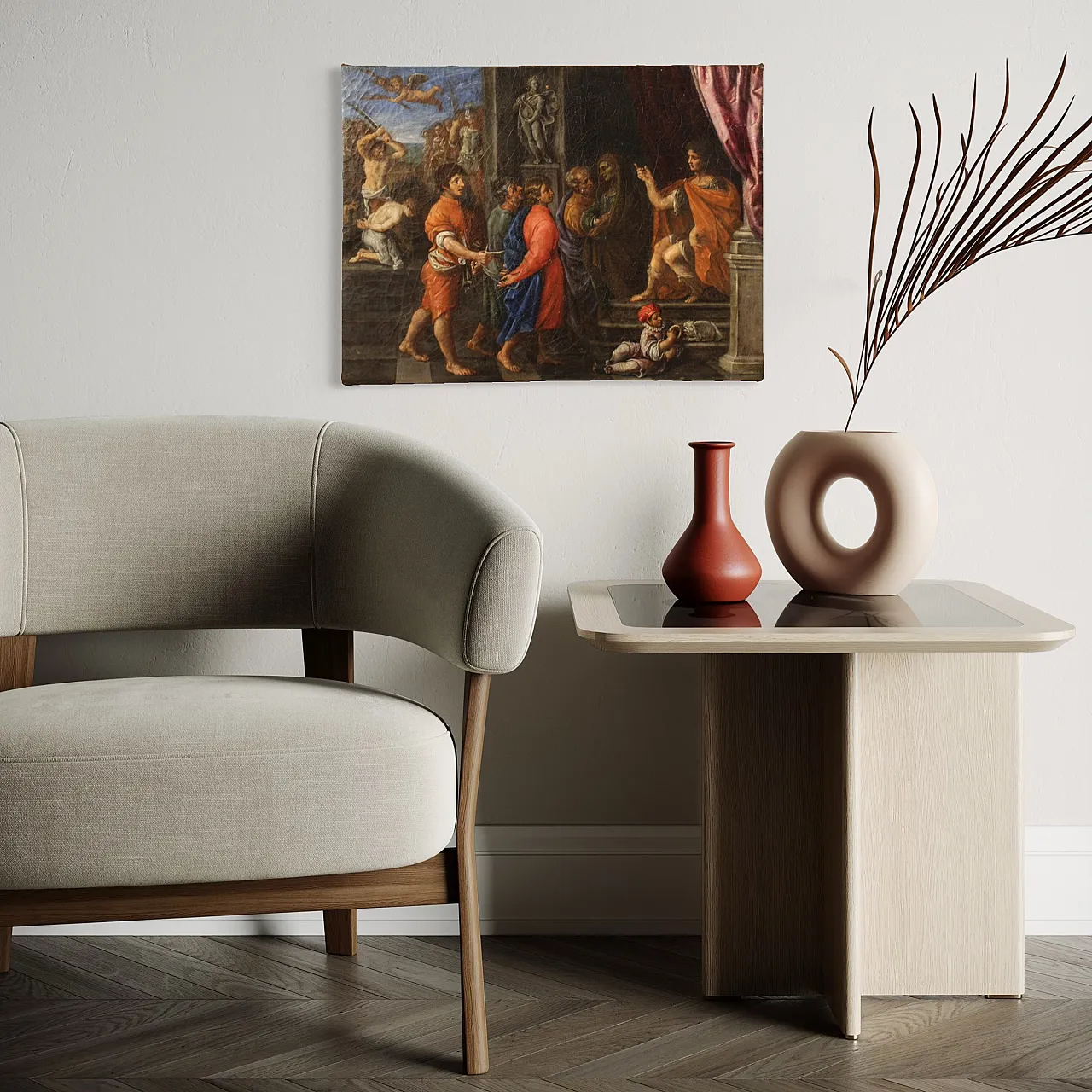 Italian painting the martyrdom of the four Saints, 17th century 7