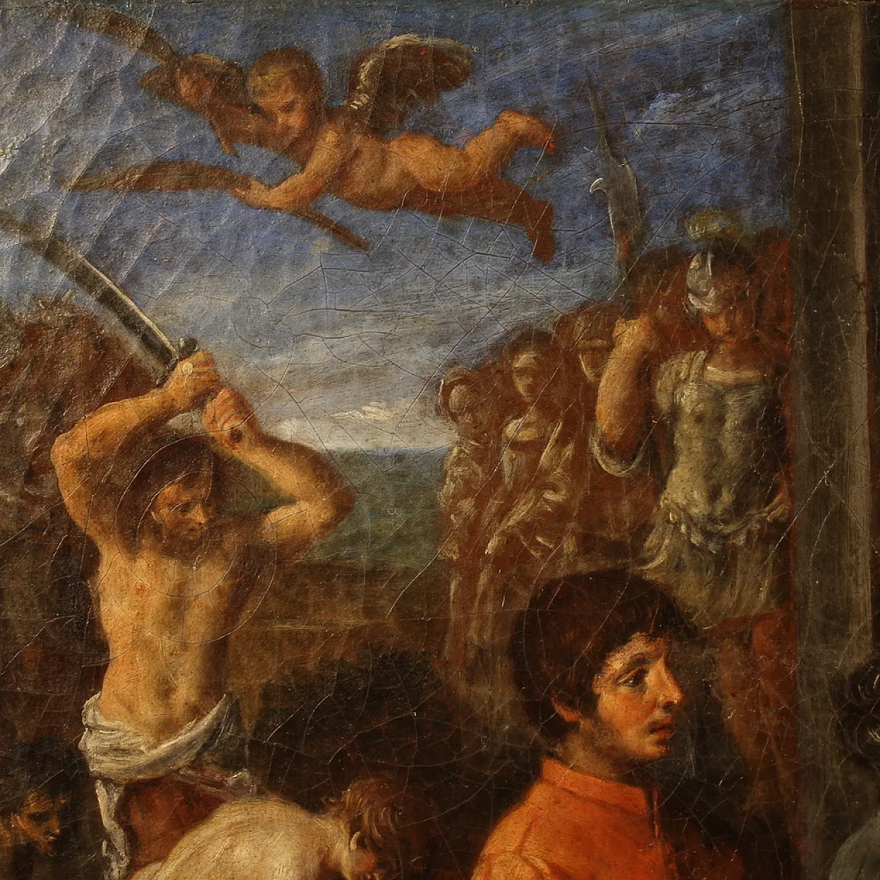 Italian painting the martyrdom of the four Saints, 17th century 11