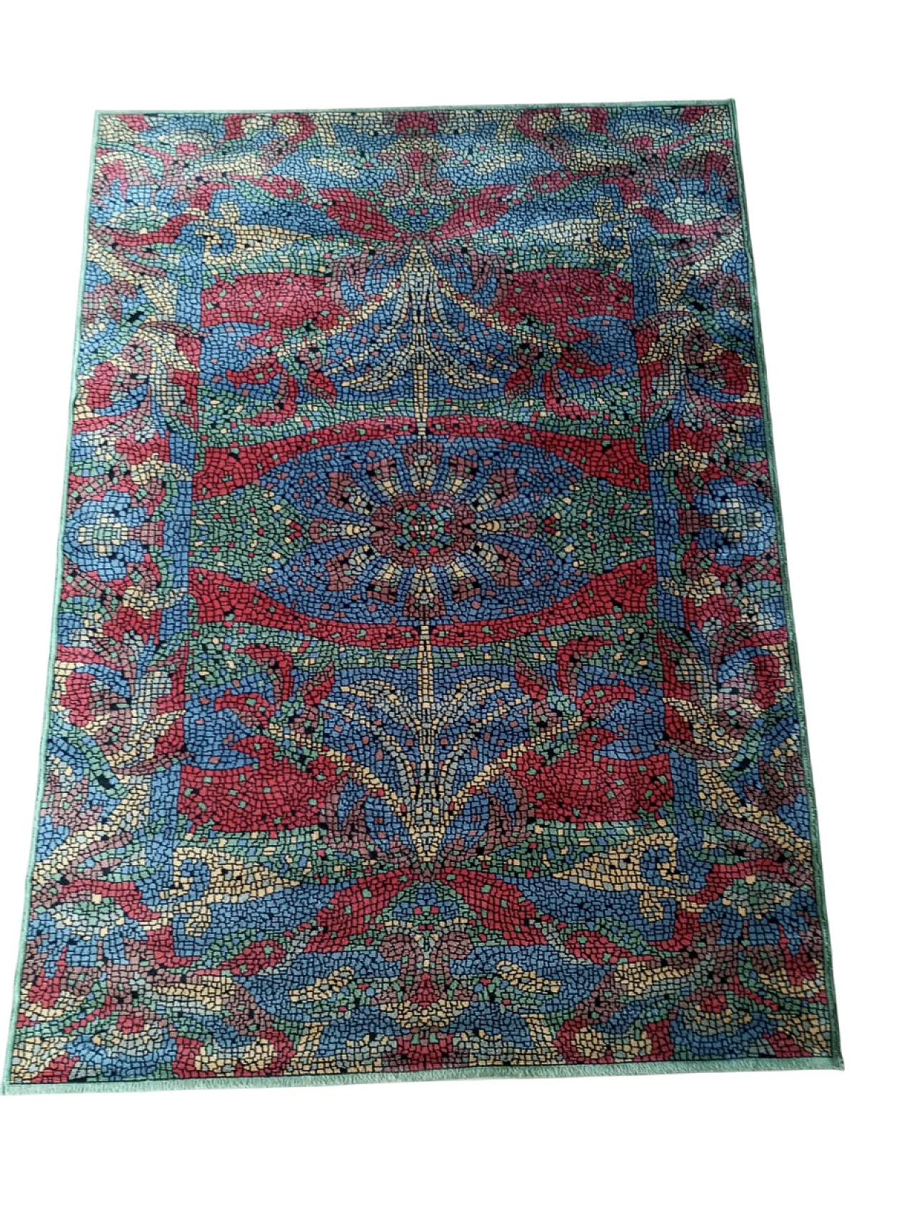 Tappeto in lana con disegno mosaico, anni ’90 1