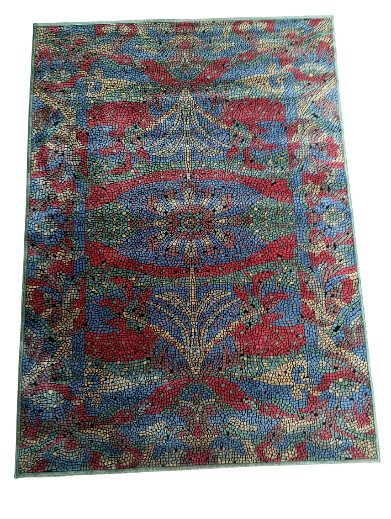 Tappeto in lana con disegno mosaico, anni ’90 3