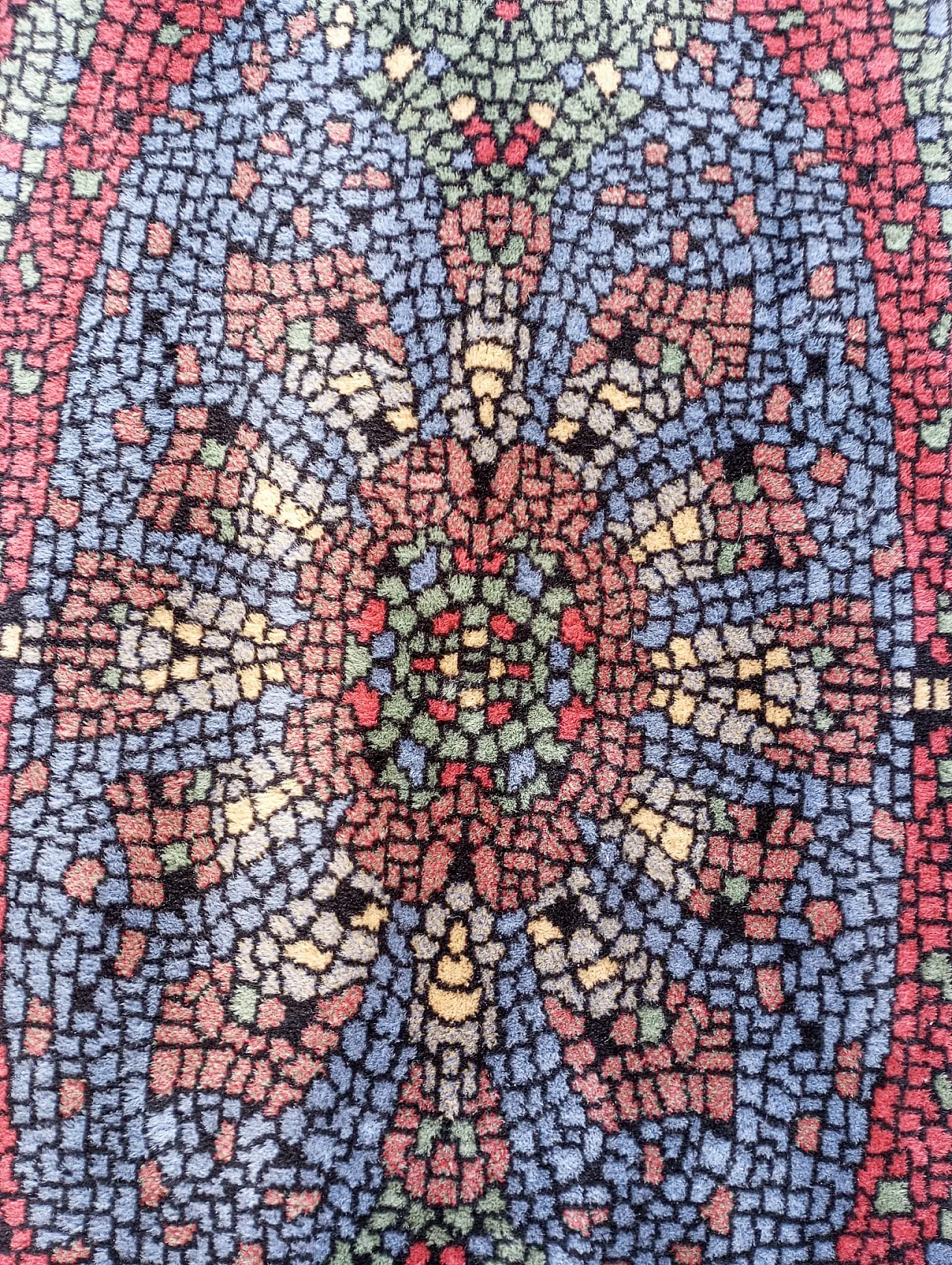 Tappeto in lana con disegno mosaico, anni ’90 4