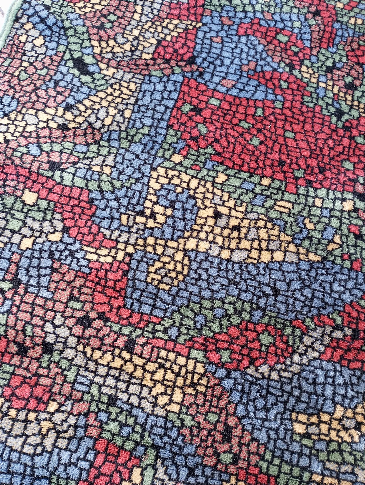 Tappeto in lana con disegno mosaico, anni ’90 5