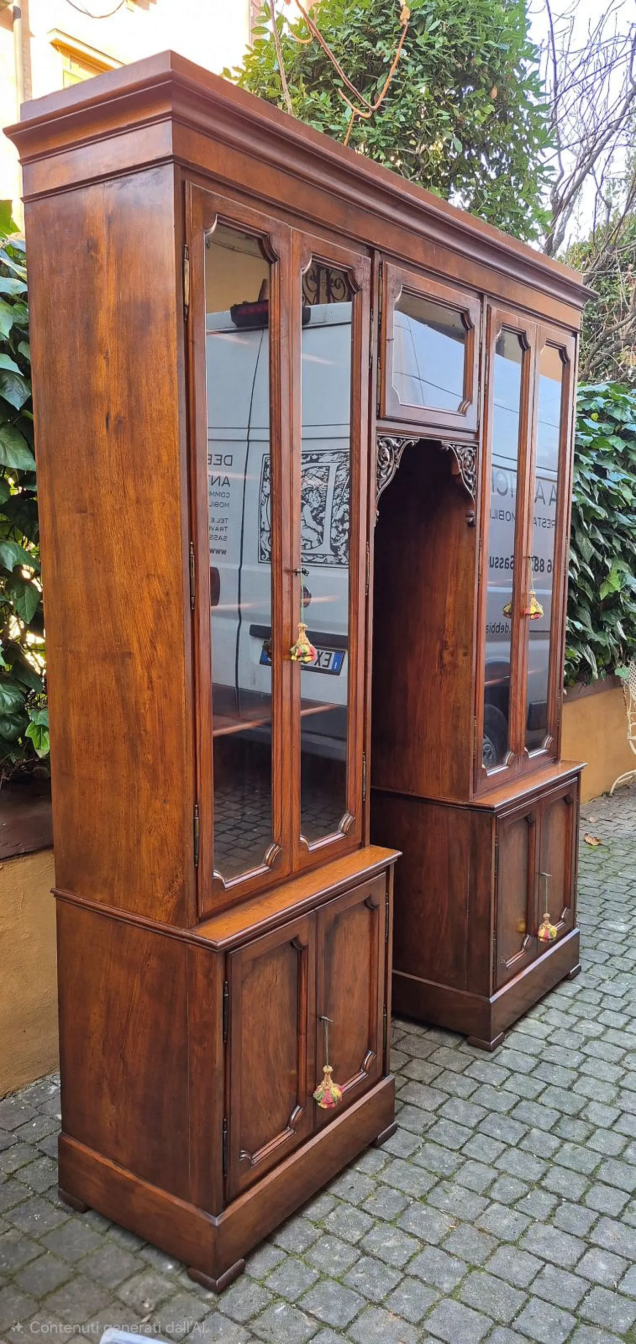 Libreria genovese in noce a ponte, '800 1