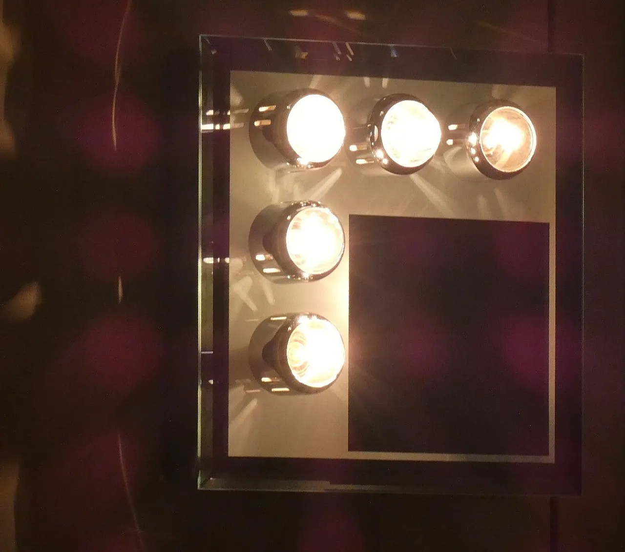 Lampada da parete in acciaio cromato con specchio e luci, anni '70 3