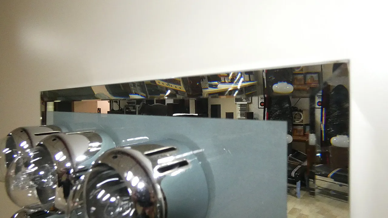 Lampada da parete in acciaio cromato con specchio e luci, anni '70 7