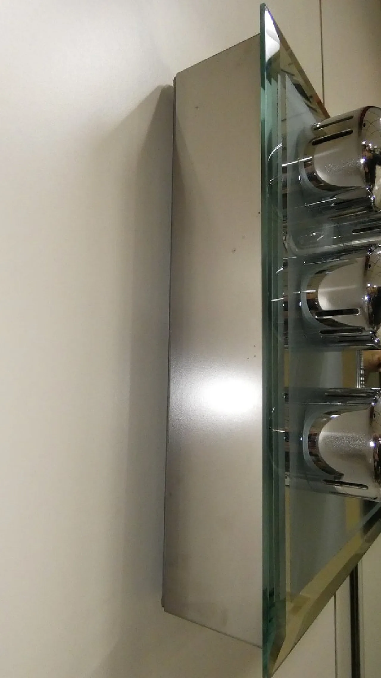 Lampada da parete in acciaio cromato con specchio e luci, anni '70 9
