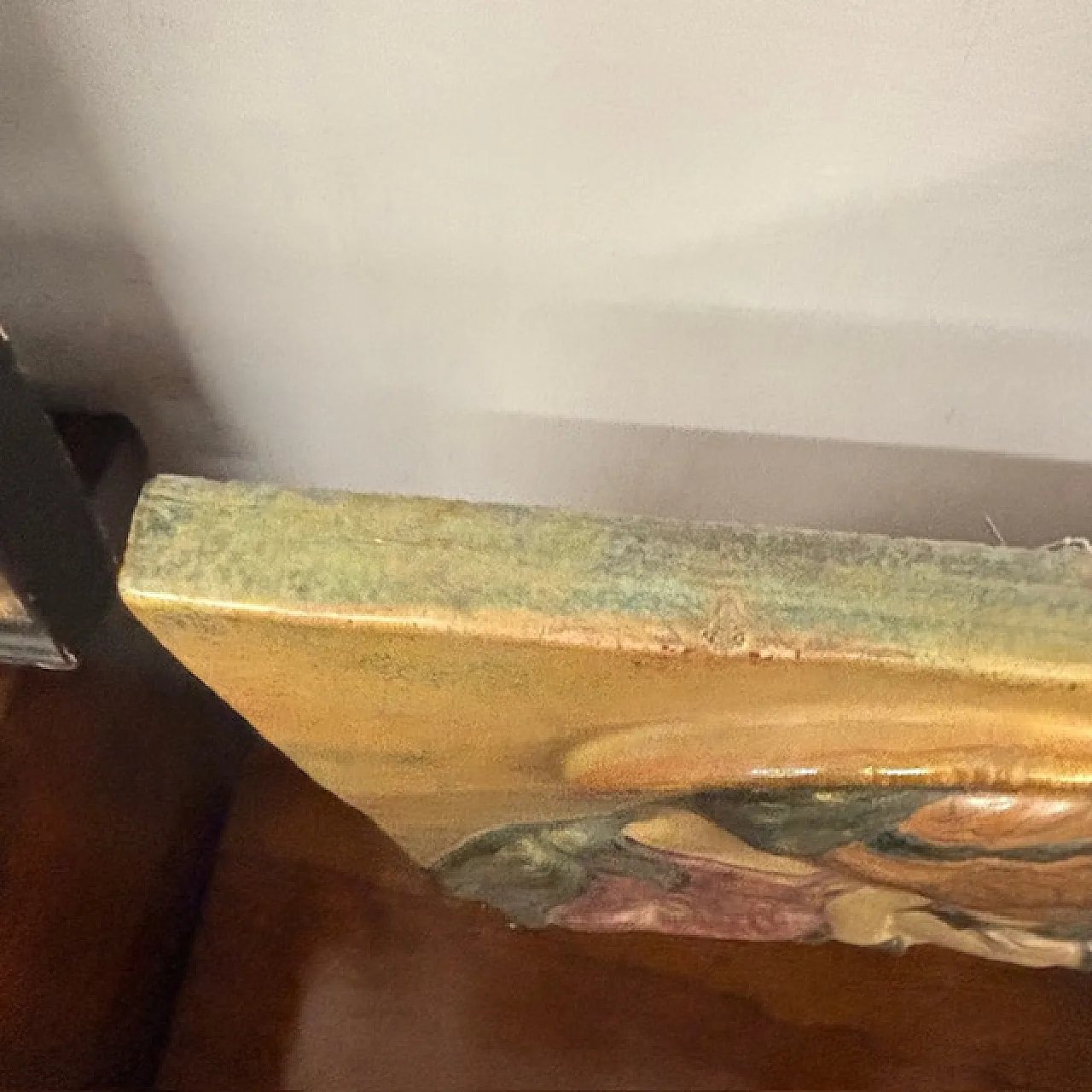 Gold luster majolica plaque, Virgin with Child, mid-20th century 10