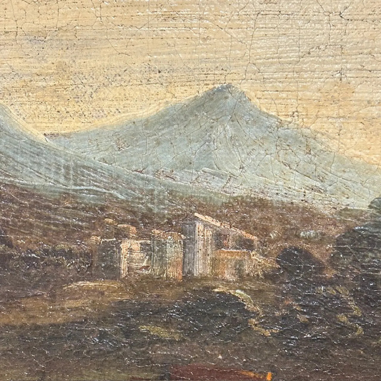 Dipinto Paesaggio e rovine con personaggi, '700 6