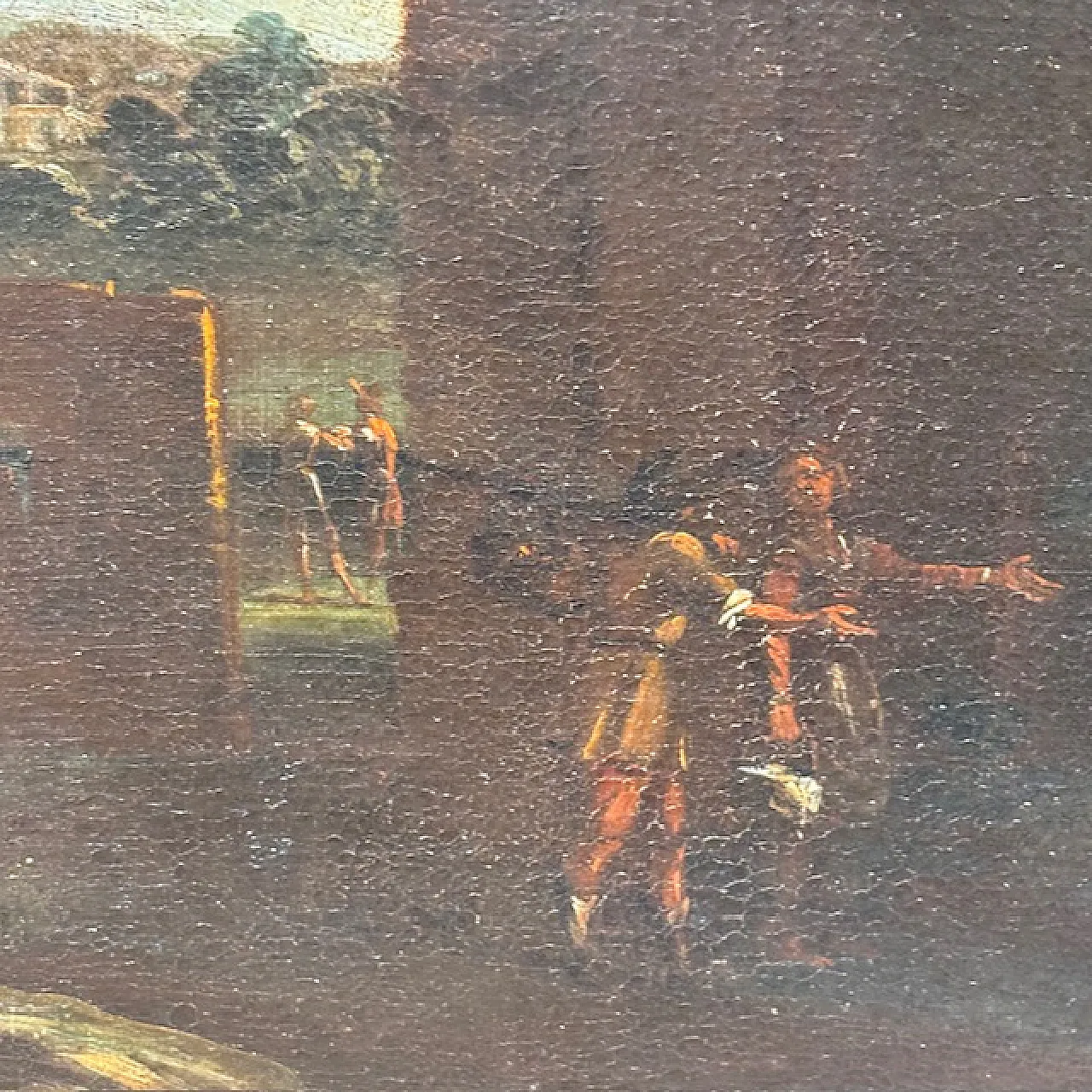 Dipinto Paesaggio e rovine con personaggi, '700 7