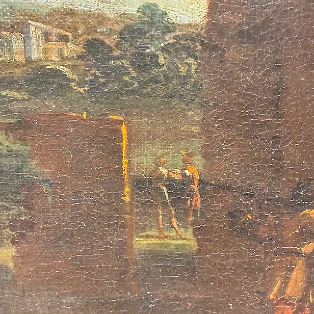 Dipinto Paesaggio e rovine con personaggi, '700 8