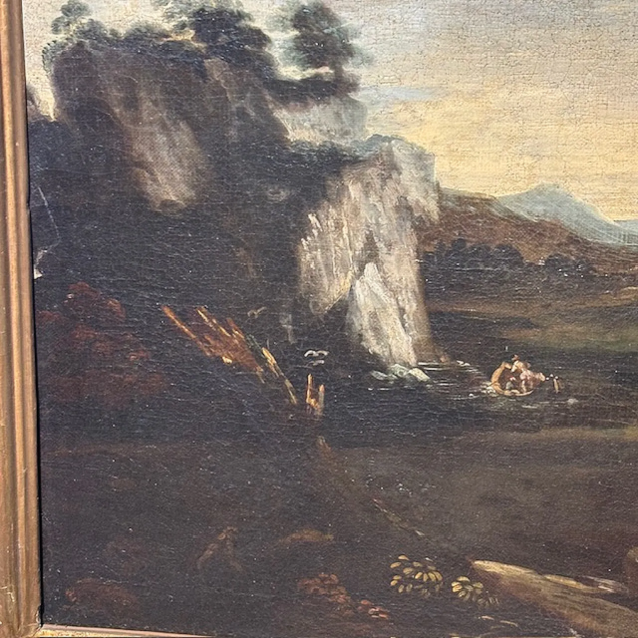 Dipinto Paesaggio e rovine con personaggi, '700 9