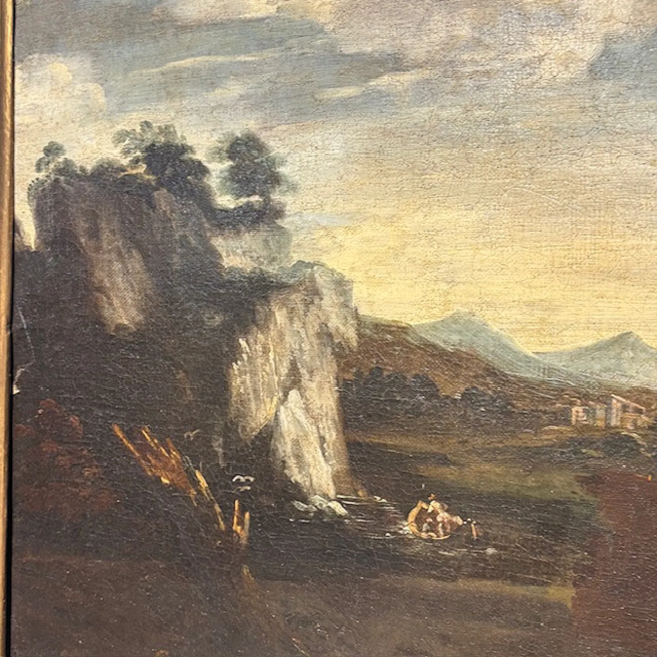 Dipinto Paesaggio e rovine con personaggi, '700 12