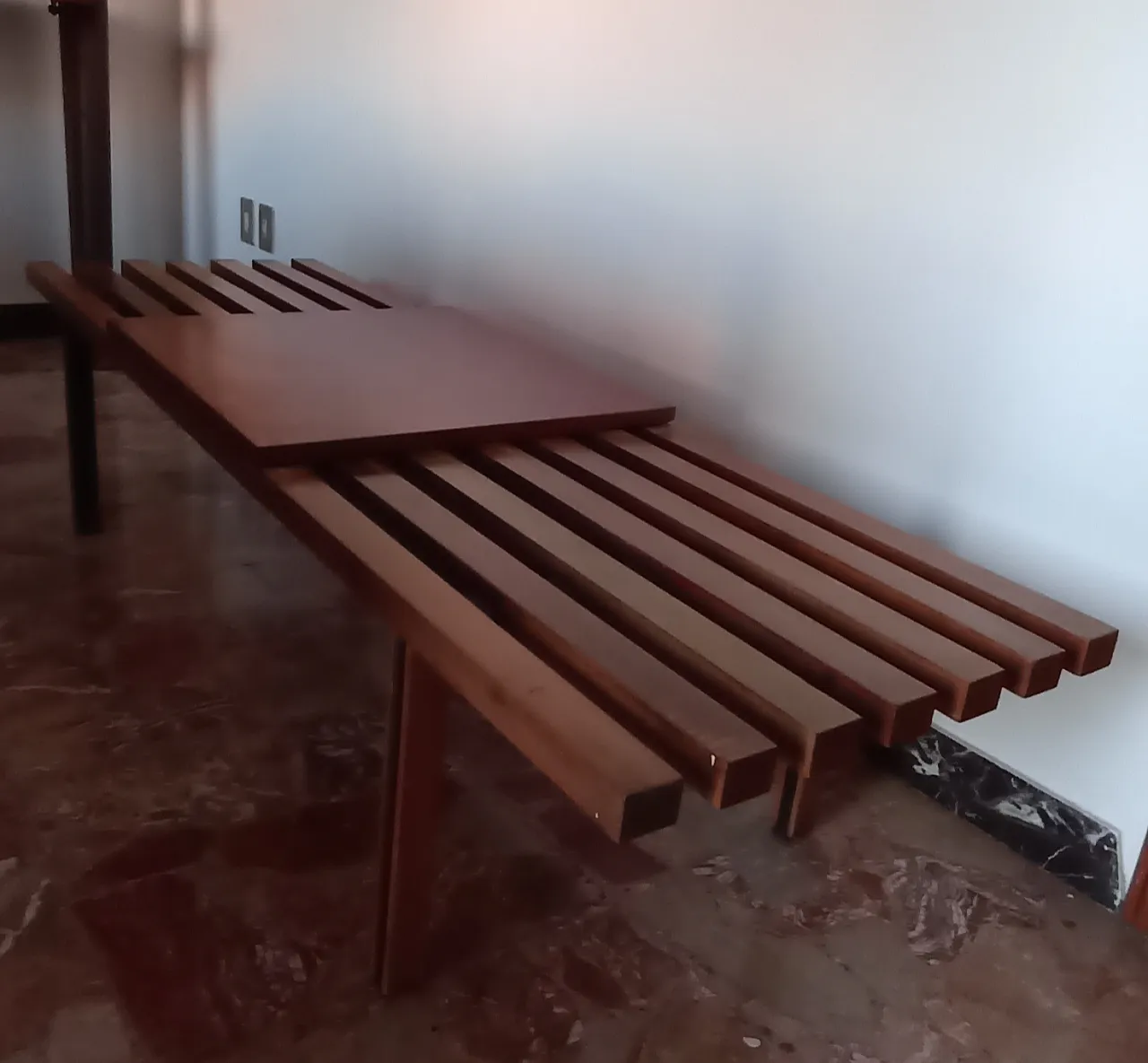 Panca in legno di Fiori Leonardo per I.S.A., anni '50 1