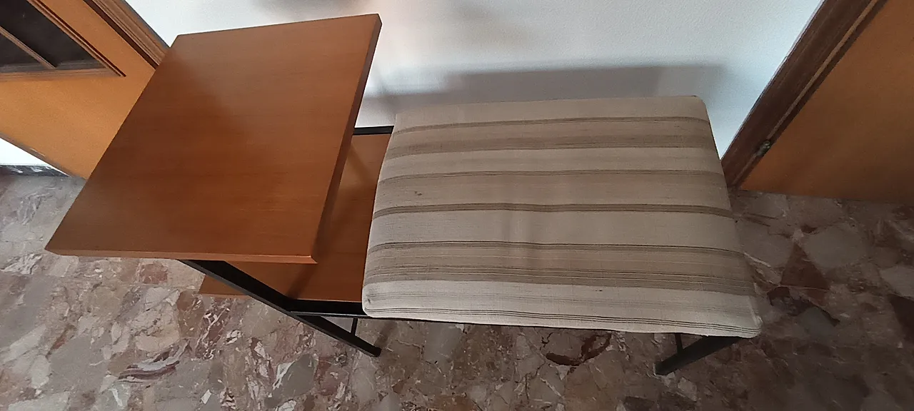 Panca per telefono in legno e ferro, anni '50 6