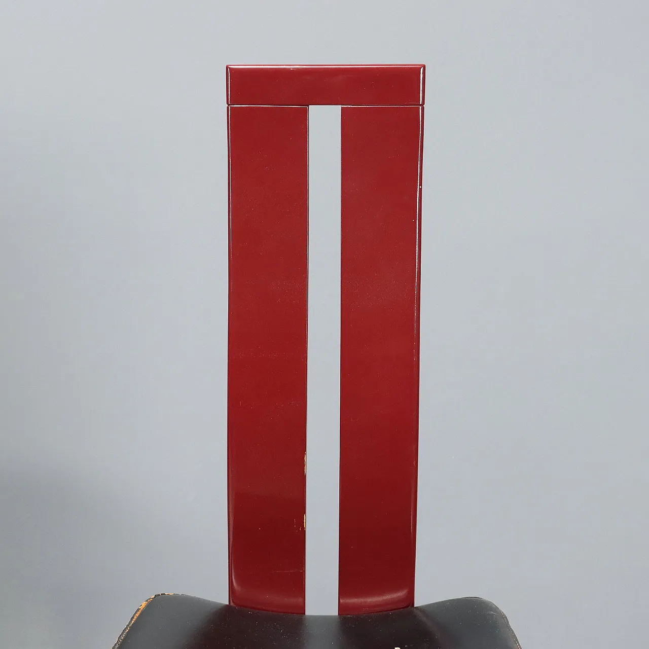 6 Sedie in legno laccato nero e sedili in pelle, '900 6