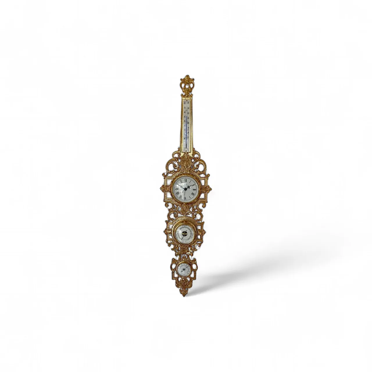 Golden brass barometer clock, 20th century 10