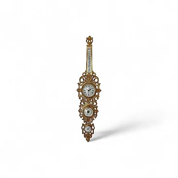 Golden brass barometer clock, 20th century