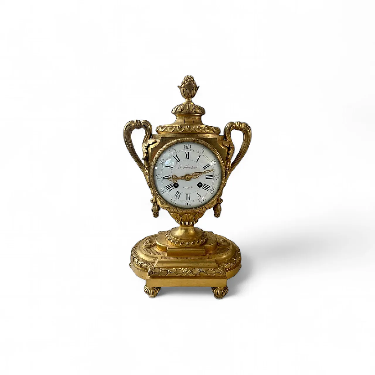 French table clock in gilt bronze, 19th Century 9