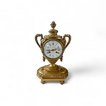 French table clock in gilt bronze, 19th Century