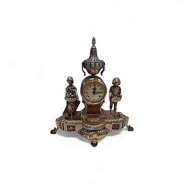 Golden and silver table clock, 20th century