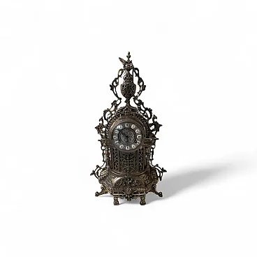 Baroque style golden brass countertop clock, 20th century
