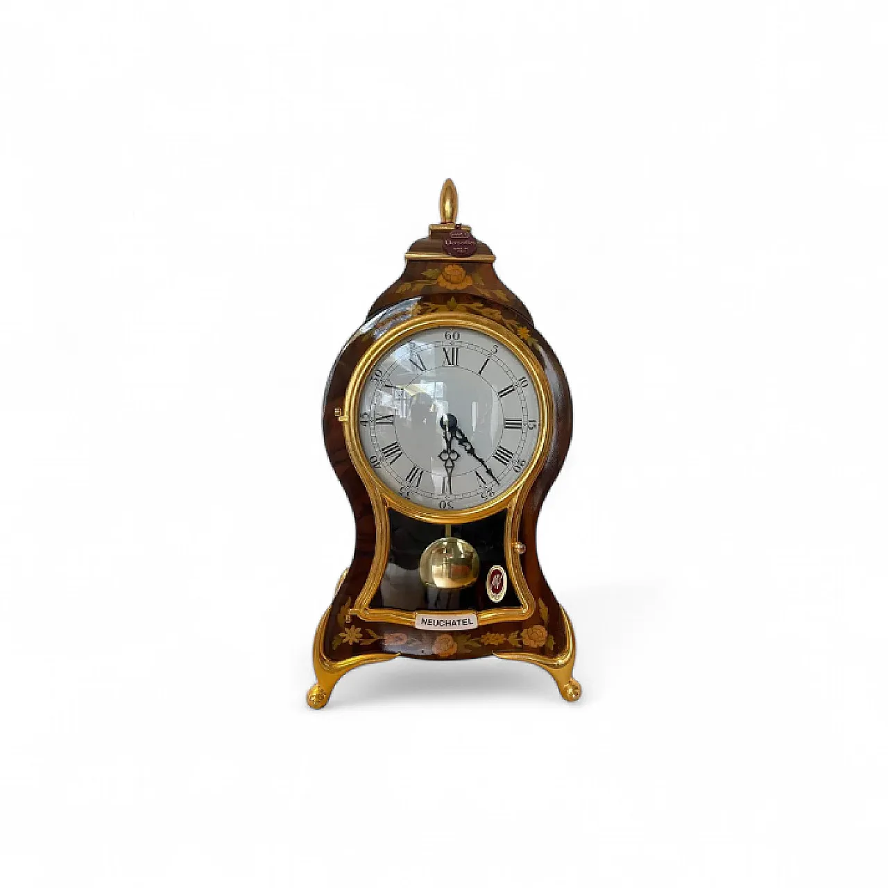 Battery-operated french style wooden table clock, 19th century 12