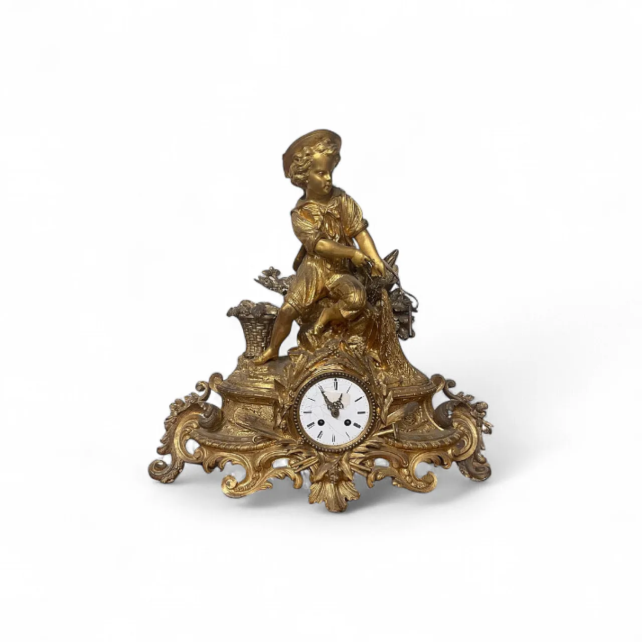 Gilt Bronze Table Clock with Figure, 19th century 10
