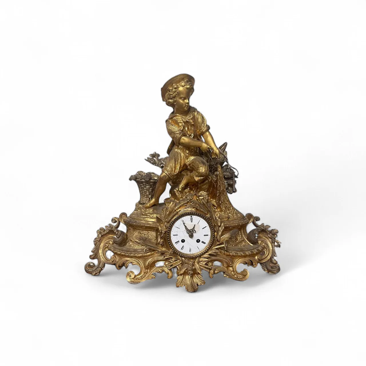 Gilt Bronze Table Clock with Figure, 19th century 11