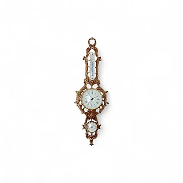 Clock with Barometer and Thermometer in Golden Baroque Style, 20th c.